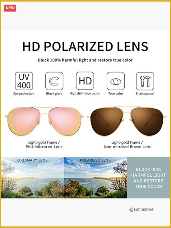 Lightweight Metal Frame Oversized Aviator Sunglasses Polarized Lens